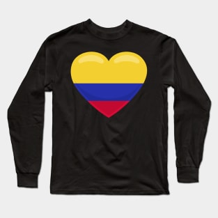 Colombia Flag Heart Long Sleeve T-Shirt